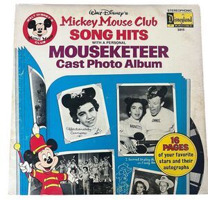 RARE VINTAGE WALT DISNEY MICKEY MOUSE CLUB W/ CAST PHOTO ALBUM 1950 VINYL RECORD